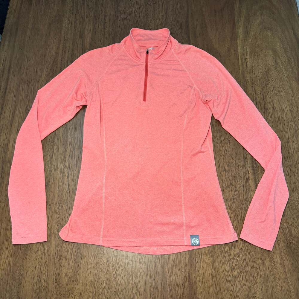 REI Co-op Women's S+ Pink Heather Quarter Zip Pullover Athletic Hiking Top